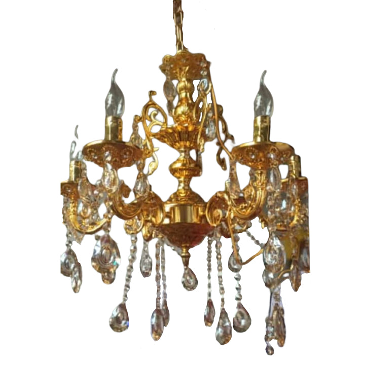 METAL BRASS FINESH 6 LIGHT CHANDELIER GOLDEN
