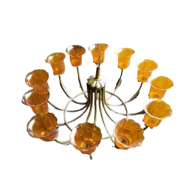 12 LIGHT GLASS CUP METAL CHANDELIER