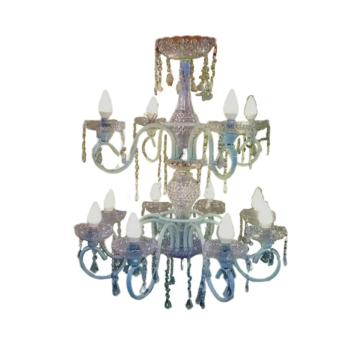 METAL AND ACRYLIC TOW STAPE 14 LIGHT CHANDELIER
