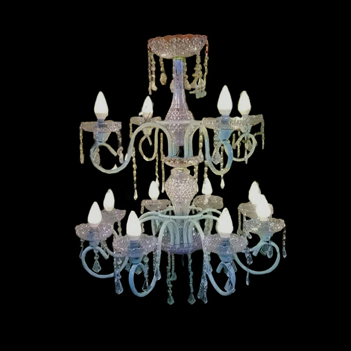 METAL AND ACRYLIC TOW STAPE 14 LIGHT CHANDELIER