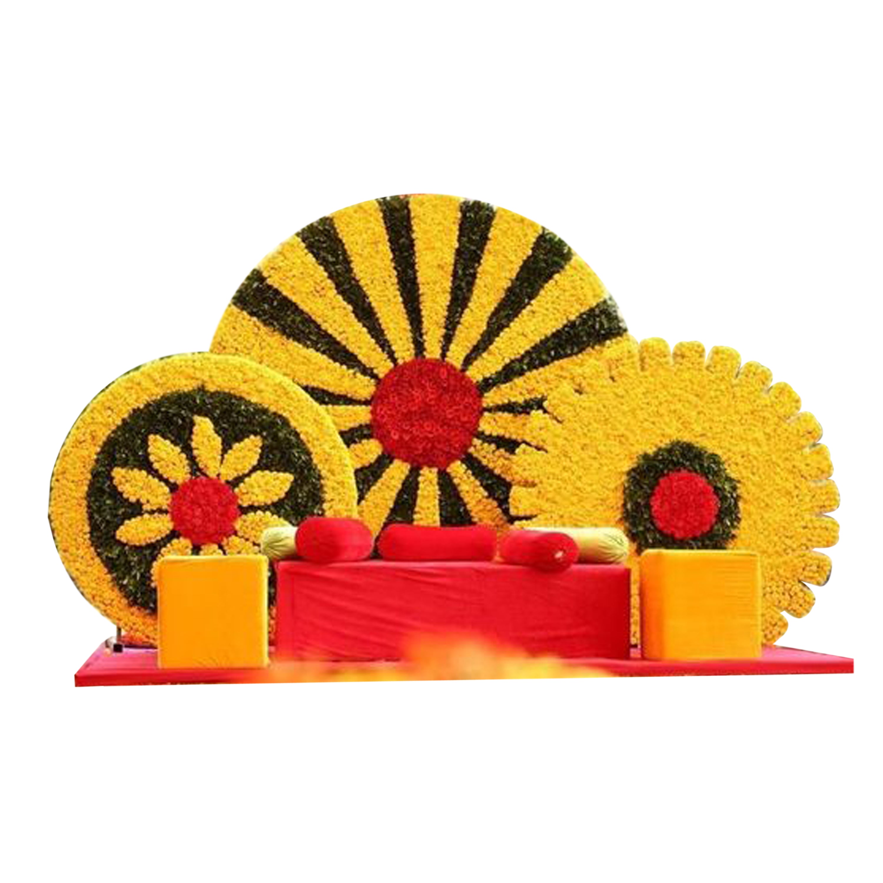 Artificial Flower Rangoli Centerpiece Set of 3