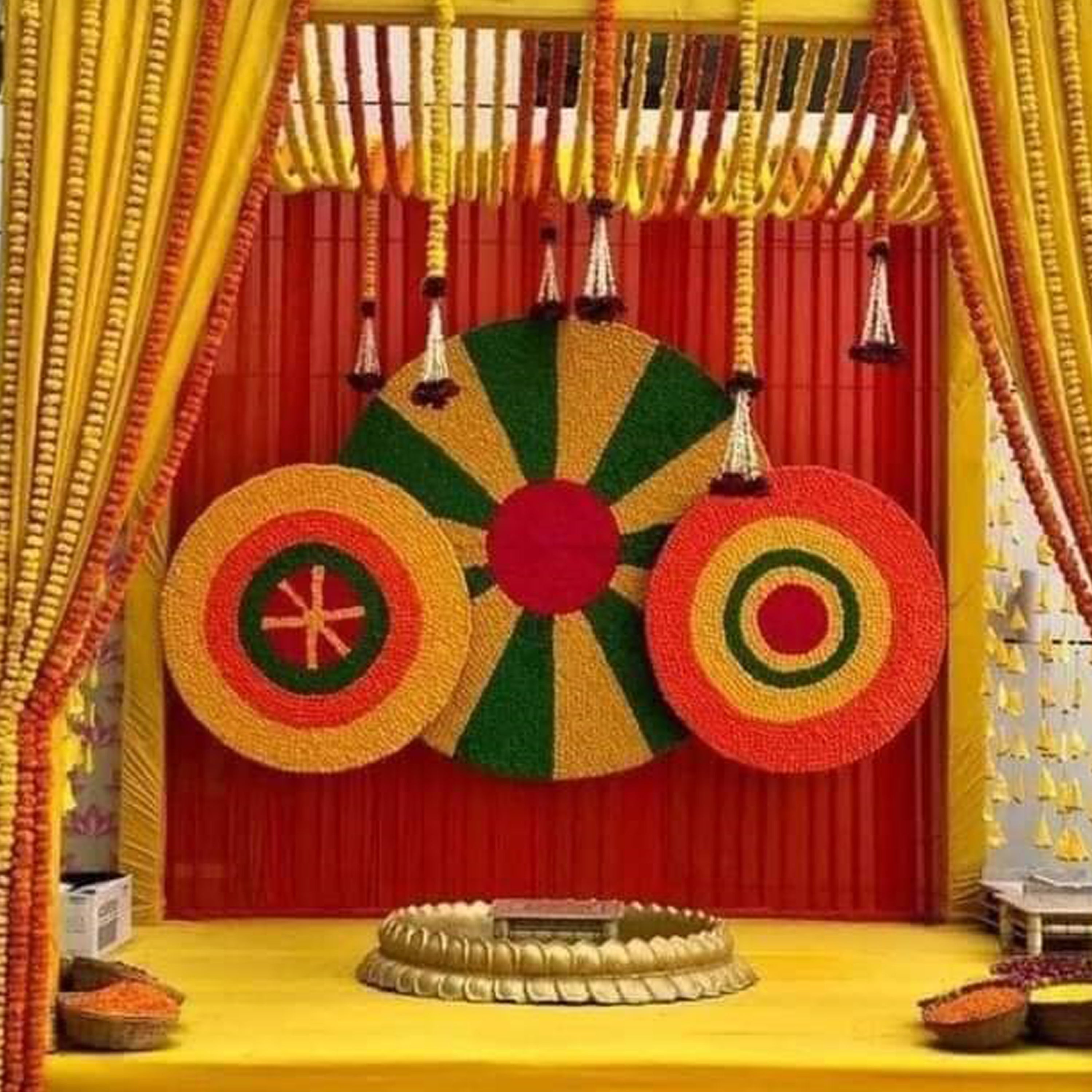 Artificial Flower Rangoli Centerpiece Set of 3