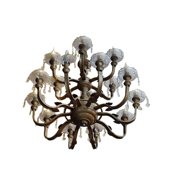 16 LIGHT GLASS AND METAL   TWO STAPE CHANDELIER - CLEAR
